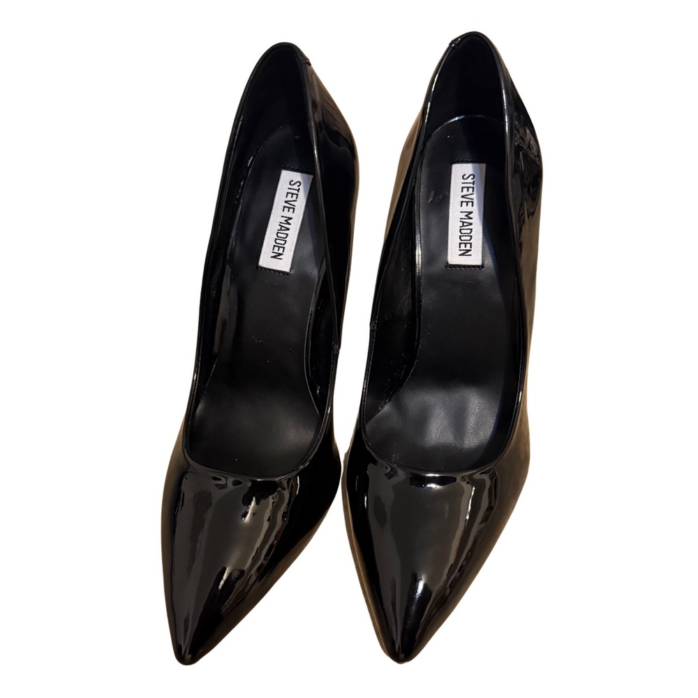Steve Madden Black Patent Pointed Toe Stiletto Heels 10